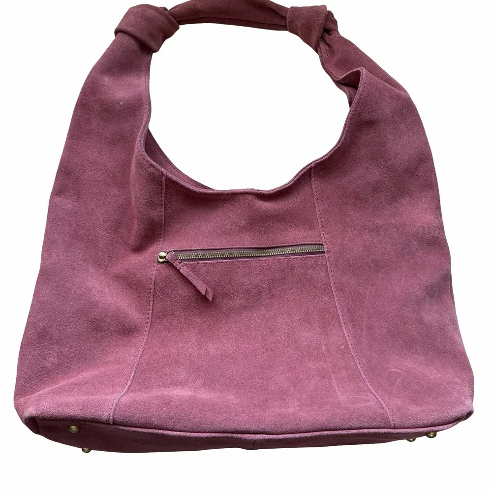 American Leather Co Gables Hobo Suede Shoulder Bag in Cordovan Red Slouchy Purse